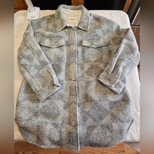 Wilfred Free Aritzia Ganna Merino Wool Shirt Jacket Gray Sz XL